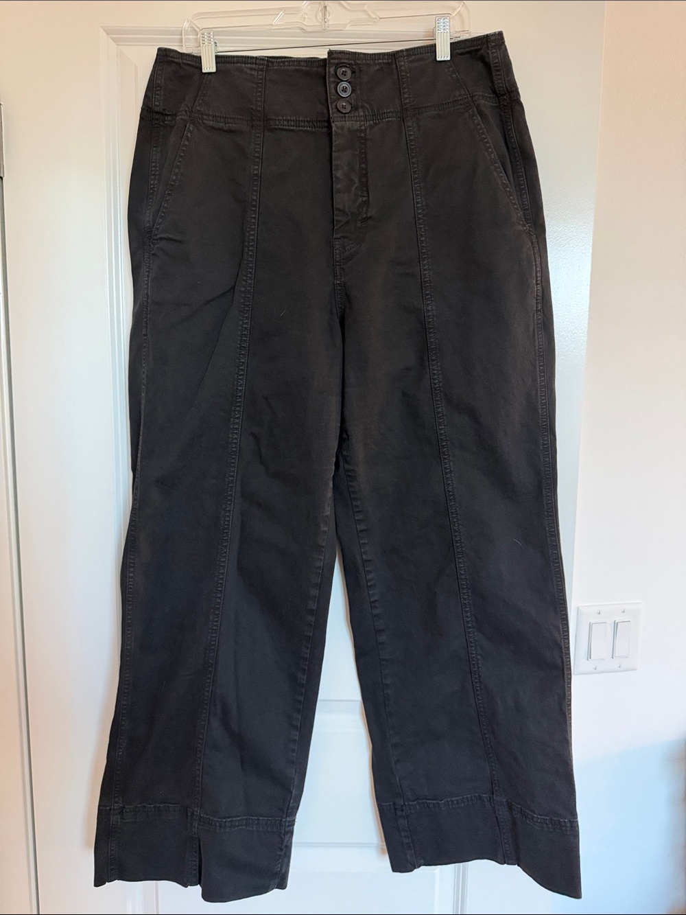 Anthropologie Black Wide-Leg Front-Seam Pants